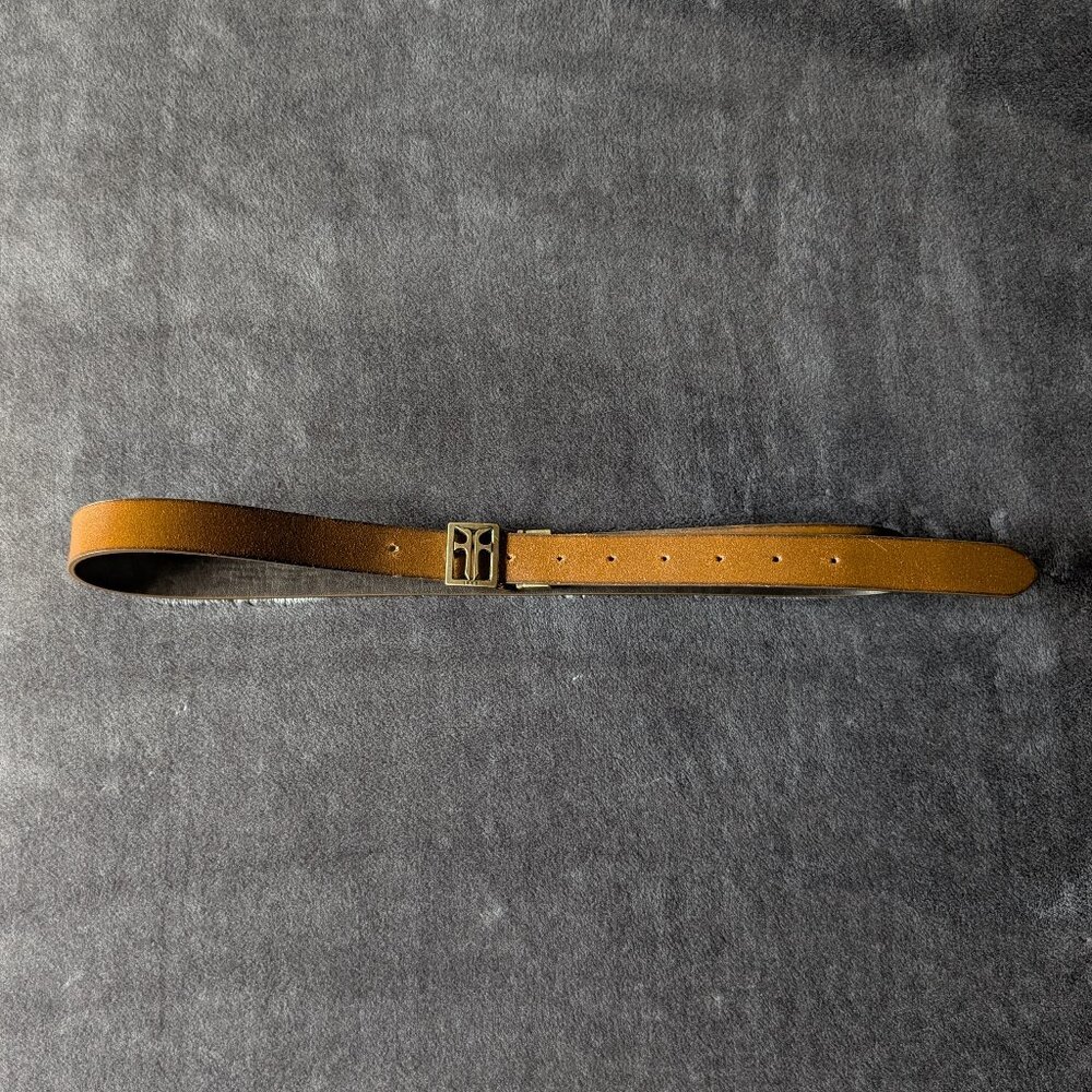 Frye Reversible Tan/Brown Leather Belt Logo Buckle